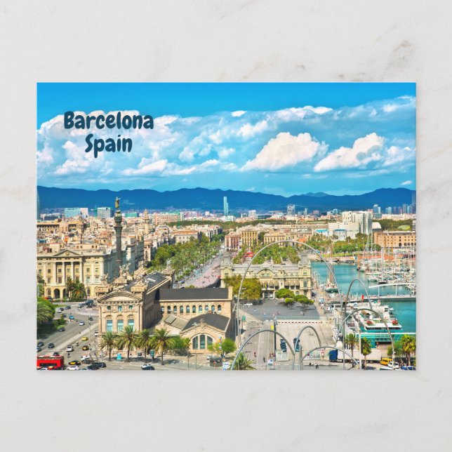 Barcelona, Spain Beautiful City View   Postcard (Front)