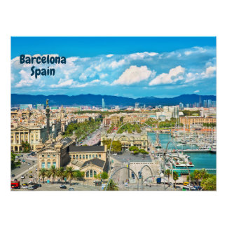 Barcelona, Spain Beautiful City View Poster