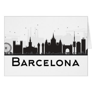 Barcelona, Spain Black & White City Skyline