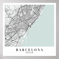 Barcelona Spain Blue Water Street Map