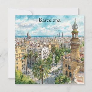 Barcelona Spain Catalonia City VIew Oil Paint