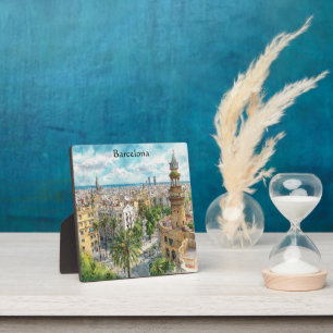 Barcelona Spain Catalonia City VIew Oil Paint Plaque