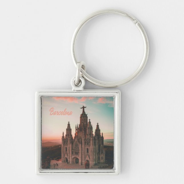 Barcelona Spain Church Key Ring (Front)