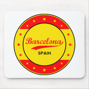 Barcelona, Spain, circle with flag colors Mouse Pad