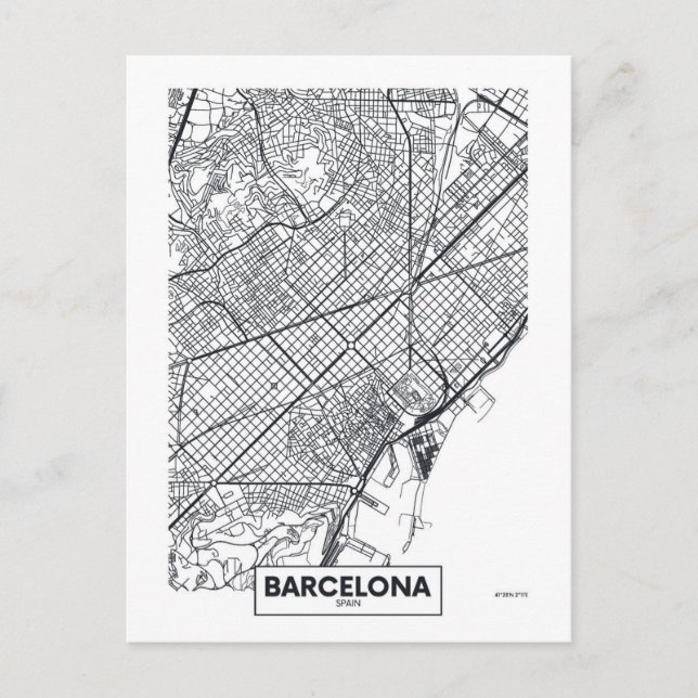 Barcelona, Spain | City Map Postcard (Front)