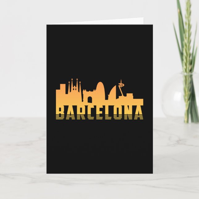 Barcelona Spain City Skyline Cityscape Funny Gift Card (Front)