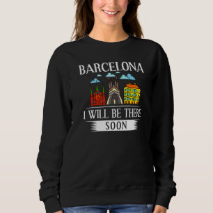 Barcelona Spain City Skyline Map Travel Sweatshirt