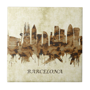 Barcelona Spain Cityscape Ceramic Tile