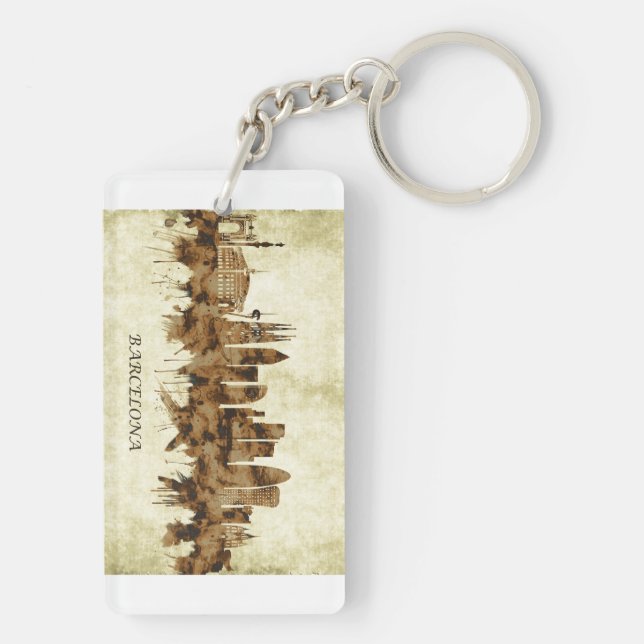 Barcelona Spain Cityscape Key Ring (Back)