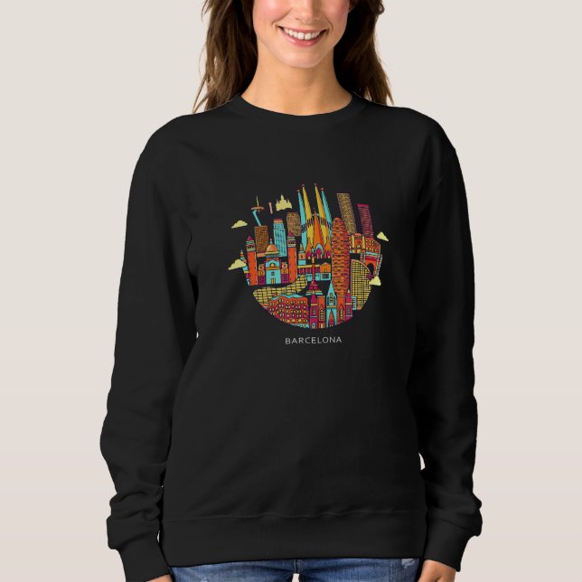 Barcelona Spain - Elegant City Skyline Illustratio Sweatshirt (Front)