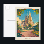 Barcelona Spain Elegant Vintage Travel Postcard<br><div class="desc">Barcelona Spain Elegant Art Vintage Travel Postcard</div>
