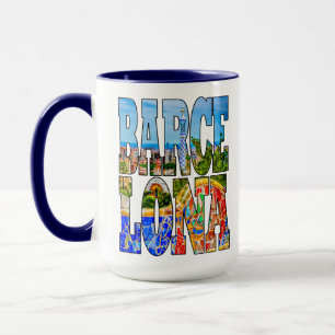 Barcelona Spain Europe Colourful Photo Typography Mug