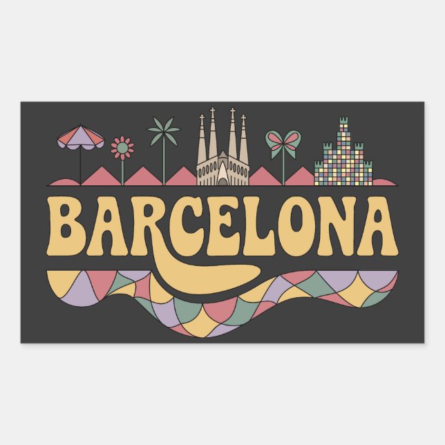 Barcelona Spain Europe Rectangular Sticker (Front)