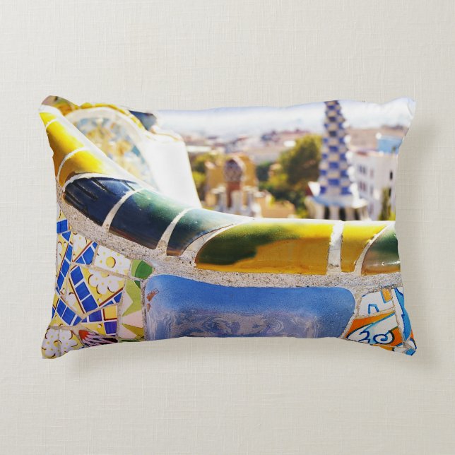 Barcelona Spain Gaudi Park Guell Photo Decorative Cushion (Front)
