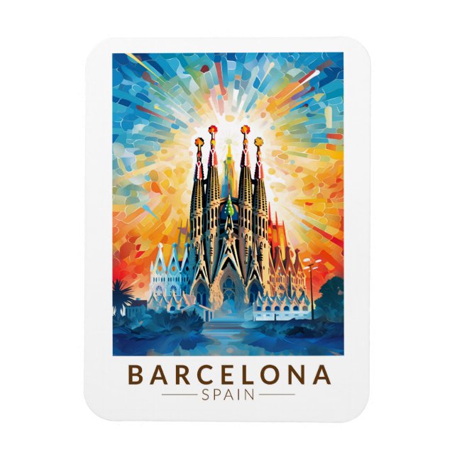 Barcelona Spain La Sagrada Familia Travel Art Magnet (Vertical)