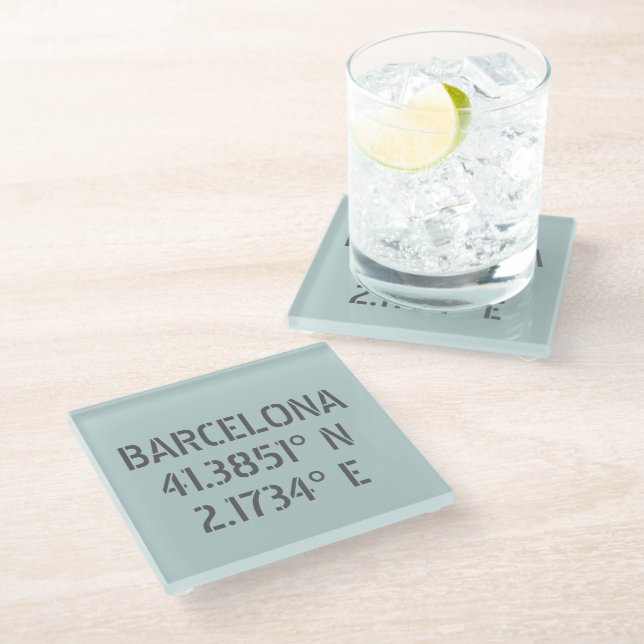 Barcelona Spain Latitude and Longitude  Glass Coaster (Angled)