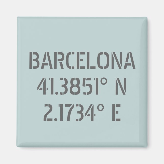 Barcelona Spain Latitude and Longitude  Magnet (Front)