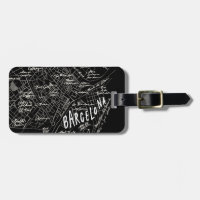 Barcelona Spain Map Luggage Tag - Black Vintage