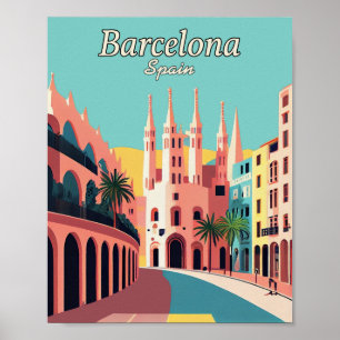 Barcelona Spain Minimalist Vintage Art Poster