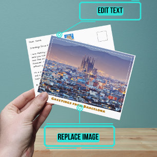 Barcelona Spain Overview with Sagrada Familia Postcard