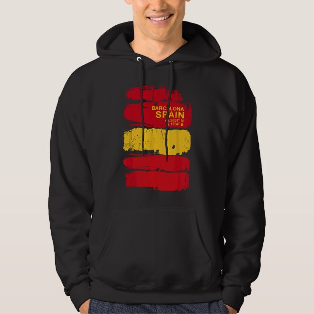 Barcelona SPAIN Paint Coordinates ESPANA Hoodie (Front)