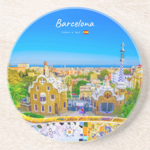 Barcelona, Spain - Park Guell Gaudi Mosaic Coaster