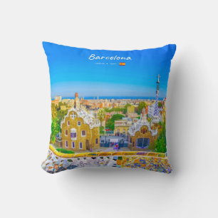 Barcelona, Spain - Park Guell Gaudi Mosaic Cushion