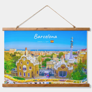Barcelona, Spain - Park Guell Gaudi Mosaic Hanging Tapestry