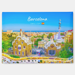 Barcelona, Spain - Park Guell Gaudi Mosaic Magnet