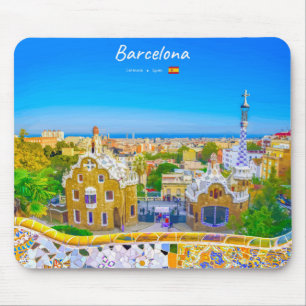 Barcelona, Spain - Park Guell Gaudi Mosaic Mouse Pad