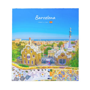 Barcelona, Spain - Park Guell Gaudi Mosaic Notepad