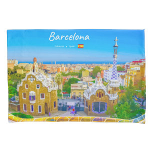 Barcelona, Spain - Park Guell Gaudi Mosaic Pillowcase