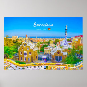 Barcelona, Spain - Park Guell Gaudi Mosaic Poster
