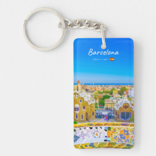 Barcelona, Spain - Park Guell Gaudi Mosaic Slim Key Ring