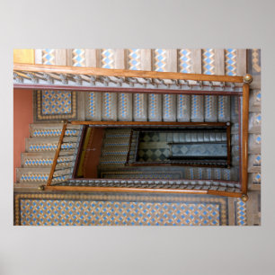 Barcelona, Spain - Patterned Tile Stairway Poster