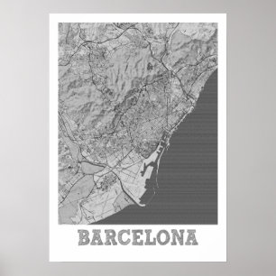 Barcelona - Spain Pencil City Map Poster