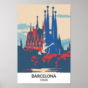 Barcelona Spain Retro Artwork Travel Poster