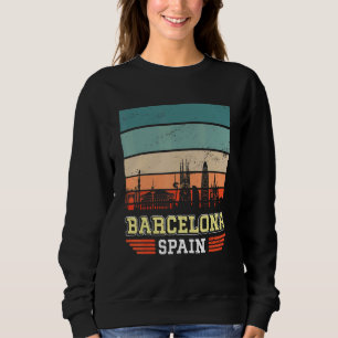 Barcelona Spain Retro Vintage Sunset Skyline Barce Sweatshirt
