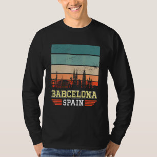 Barcelona Spain Retro Vintage Sunset Skyline Barce T-Shirt