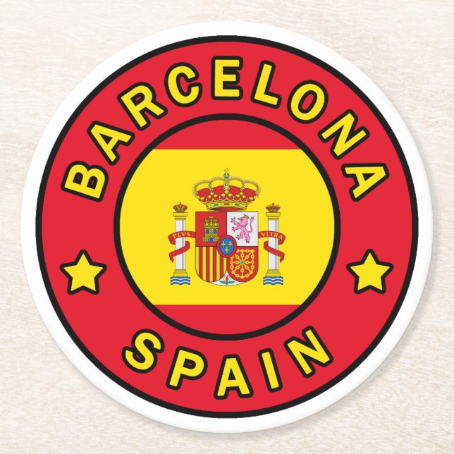 Barcelona Spain Round Paper Coaster (Front)