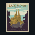 Barcelona, Spain - Sagrada Familia Postcard<br><div class="desc">Anderson Design Group is an award-winning illustration and design firm in Nashville,  Tennessee. Founder Joel Anderson directs a team of talented artists to create original poster art that looks like classic vintage advertising prints from the 1920s to the 1960s.</div>
