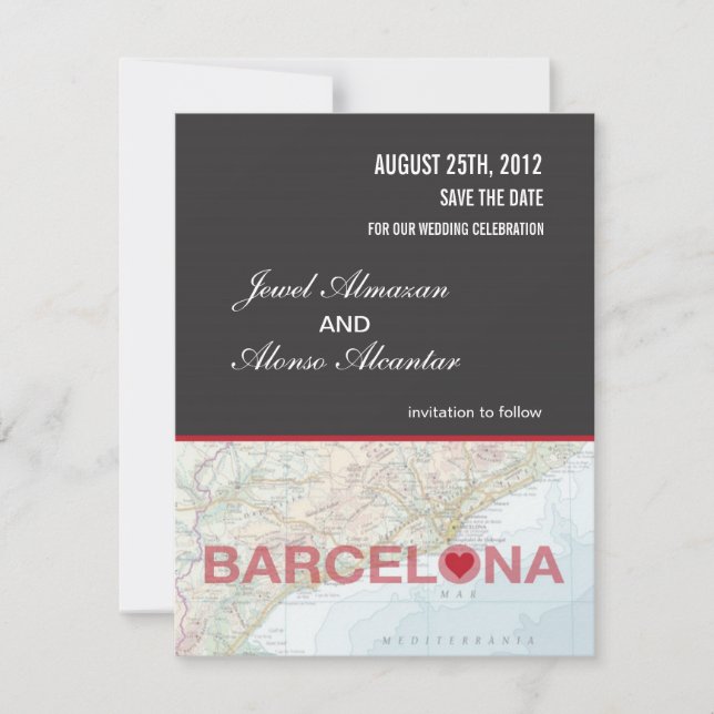 Barcelona Spain Save the Date Announcement (Front)