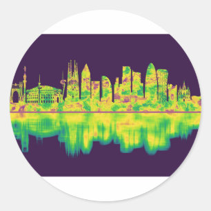 Barcelona Spain Skyline Classic Round Sticker
