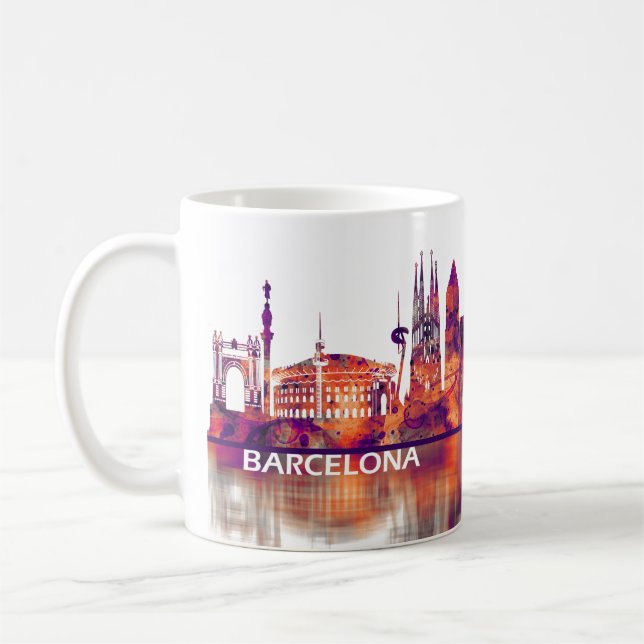 Barcelona Spain Skyline Coffee Mug (Left)