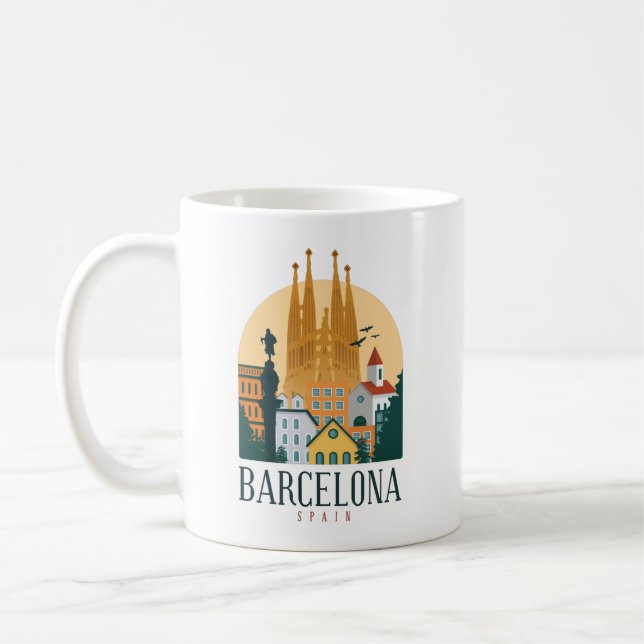 Barcelona Spain Skyline Coffee Mug (Left)