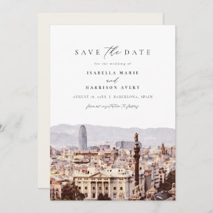 BARCELONA Spain Skyline Destination Save the Date Invitation