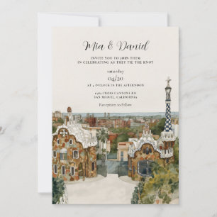 BARCELONA Spain Skyline Destination Wedding Invitation