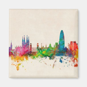 Barcelona Spain Skyline Magnet