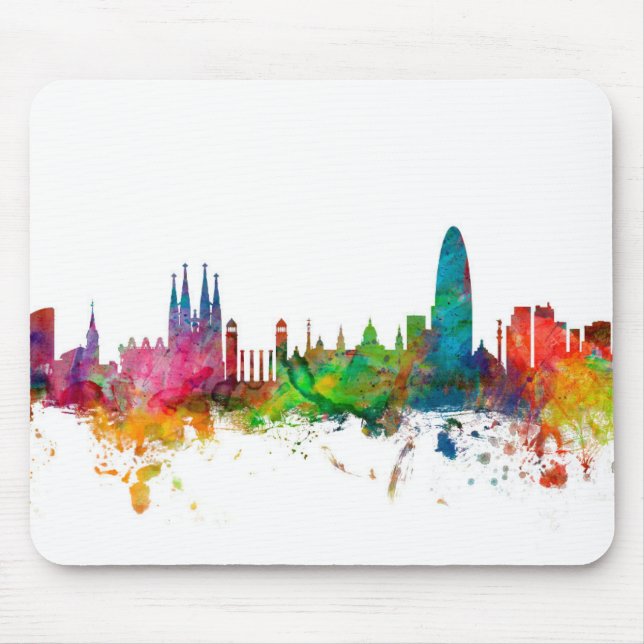 Barcelona Spain Skyline Mouse Pad (Front)