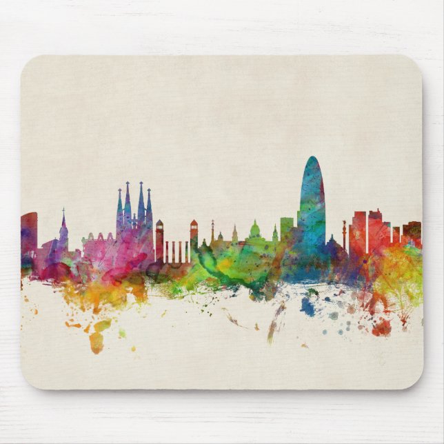 Barcelona Spain Skyline Mouse Pad (Front)